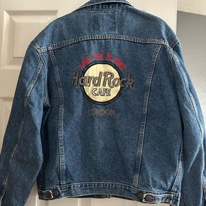 Hard Rock Cafe Blue Denim levi Jacket with Embroidered Logo from London